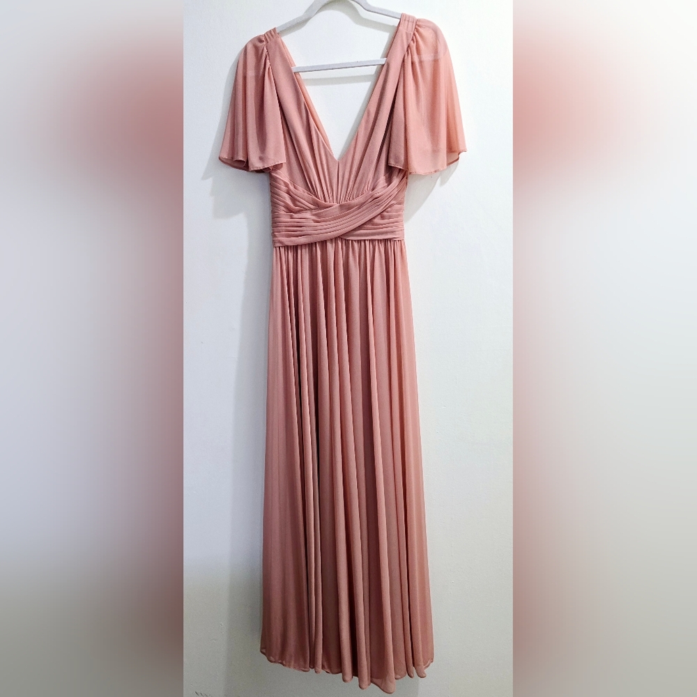 Celebrate Pastel Pink Studio Flutter Sleeve Crisscross Mesh Dress Size 6 - Picture 14 of 14